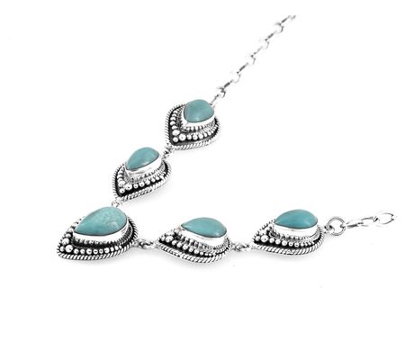 Artisan Crafted Sterling Silver Turquoise Stati on Necklace