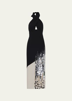 Artist Refuge Sequin-Embellished Two-Tone Midi Dress
