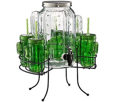 Artland Cactus Beverage Dispenser & Glasses Set