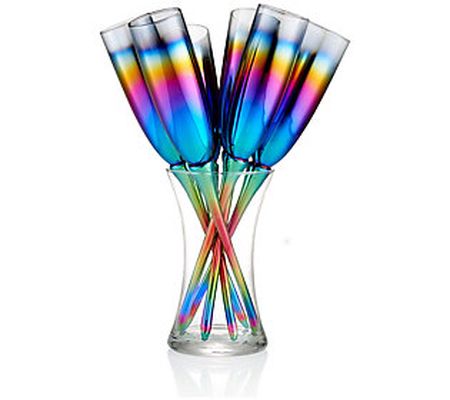 Artland Rainbow 7-Piece Champagne Flute Set w/ Vase Holder