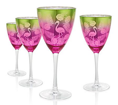 Artland Set of 4 Flamingo Tropics Goblets
