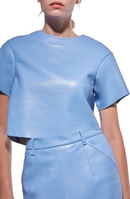 AS by DF Beck Recycled Leather Blend Crop Top in Powder Blue