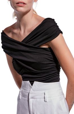 AS by DF Joni Crossover Off the Shoulder Top in Black