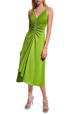 AS by DF Maddy Ruched A-Line Dress in Peridot Green
