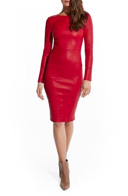 AS by DF Mrs Smith Leather Long Sleeve Dress in Coco Red