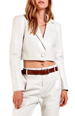 AS by DF Recycled Leather Blend Crop Blazer in Buttercream