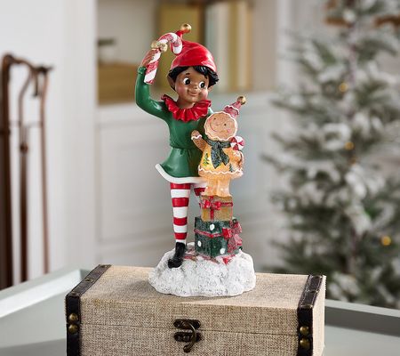 As Is 10.5 Illuminated Boy Elf Figureby Valerie