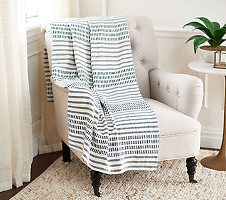 As Is 100% Cotton Woven Pin Stripe Throw by Bobby Berk