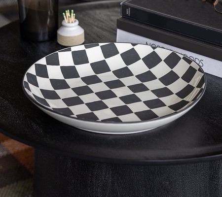 As Is 12 x 12 Round Checkerboard DecorativeBowl by Bright