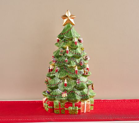 As Is 18.5" Illuminated Ceramic Tree w 24 Ornaments