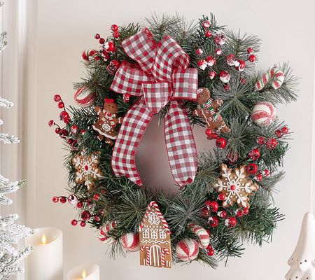 As Is 22 Gingerbread Wreath with Ribbonby Valerie