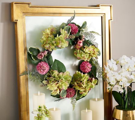 As Is 22" Hydrangea and Dahlia Wreath by Valerie