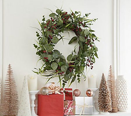 As Is 24" Leaves and Berry Wreath by Lauren McBride