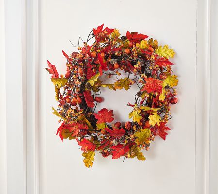 As Is 24 Mini Pumpkin, Berry and Leaf Wreathby Valerie
