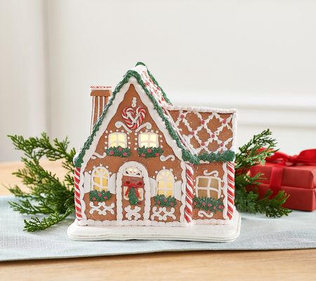 As Is 8" Lit Hearts Come Home Gingerbread Hou House