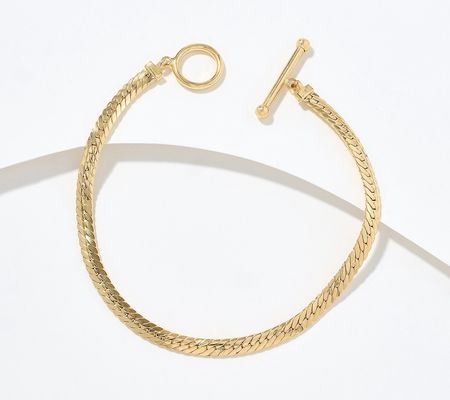 As Is Adorna 14K Gold Choice of Chain Toggle Bar Bracelet