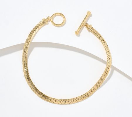 As Is Adorna 14K Gold Choice of Chain ToggleBar Bracelet