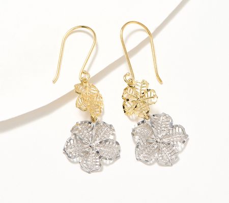 As Is Adorna 14K Gold Flower Drop French Wire Earrings, 3.1g