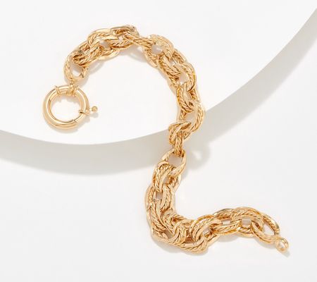 As Is Adorna 14K Gold Textured Multi Link7-1/4 Bracelet