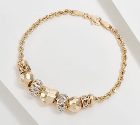 As Is Adorna Multi Bead Small Bracelet, 14K Gold, 5.42g