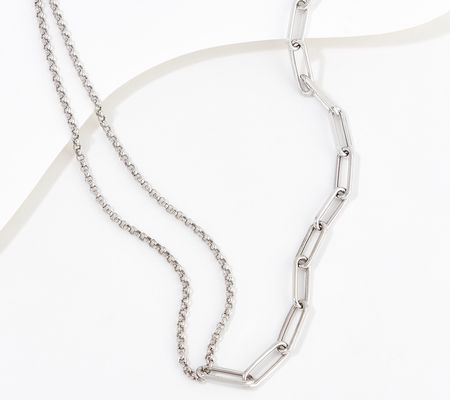 As Is Adorna Paperclip & Rolo Chain Necklace, 14K Gold