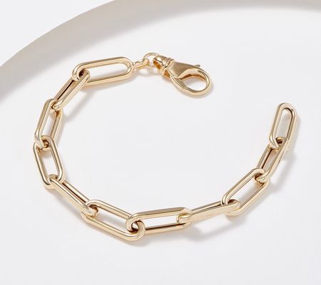 As Is Adorna Paperclip Chain 6-3/4" Bracelet, 14K Gold, 5.4g