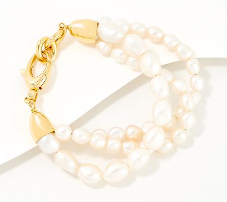 As Is Affinity Cultured Pearl Tri-Strand Bracelet, Sterl