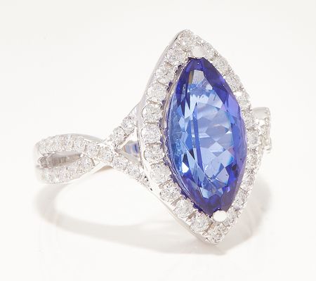 As Is Affinity Gems Marquise Cut Tanzanite & Diamond Ring