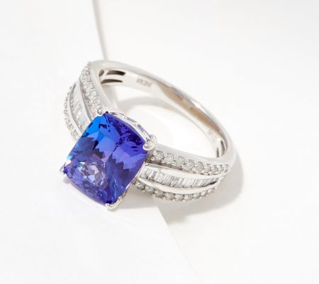 As Is Affinity Gems Tanzanite & Baguette Diamond Ring