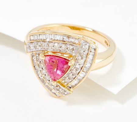 As Is Affinity Gems Trillion Tourmaline &Diamond Ring