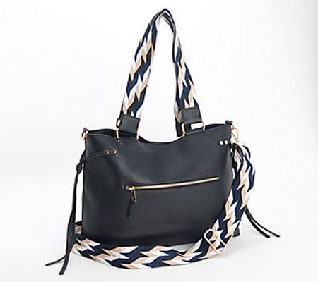 As Is AHDORNED North/South Double Handle Tote Crossbody Strap
