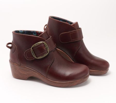 As Is Alegria Leather Buckled Ankle Boots - Symone