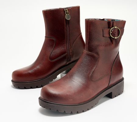 As Is Alegria Leather Buckled Mid Boots - Shera