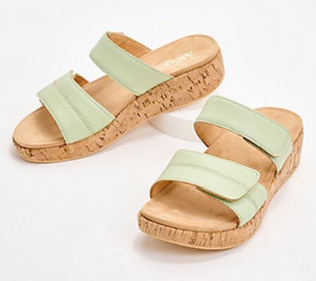As Is Alegria Leather Double Strap Slide Sandal - Mena