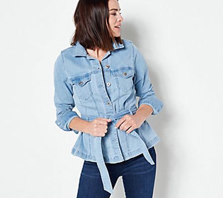 As Is All Worthy Hunter McGrady Belted DenimPeplum Jacket