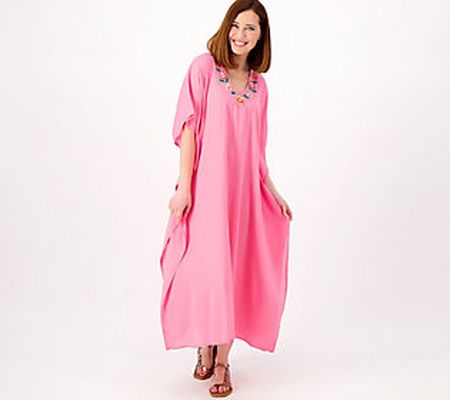 As Is America and Beyond Embroidered V Neck Caftan