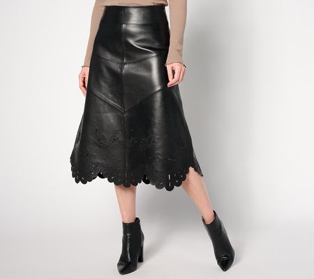 As Is American Leather Co. Petite Leather Midi skirt