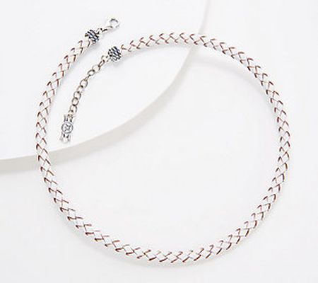 As Is American West Braided Leather &Sterling Silver Necklace