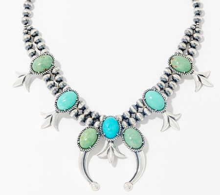 As Is American West SS Shades of Turquoise Squash Necklace