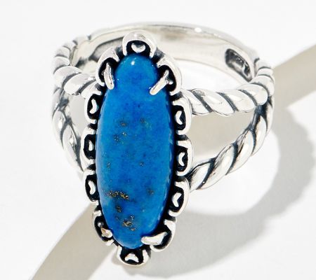 As Is American West Sterl Silver Oval Gemstone Ring