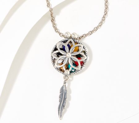 As Is American West Sterling Dream Catcher Gem Necklace
