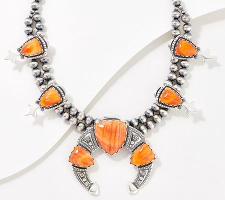 As Is American West Sterling Seven Gemstone Squash Necklace