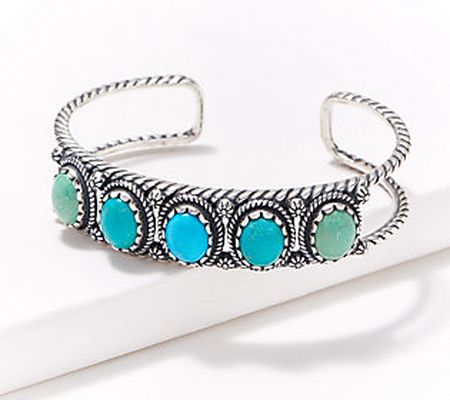 As Is American West Sterling Silver Shades of Turquoise Cuff