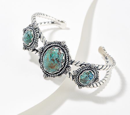 As Is American West Sterling Silver Unique Gemstone Cuff