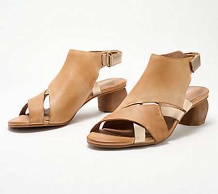 As Is Antelope Leather Heeled Sandals - Alora