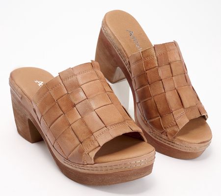 As Is Antelope Leather Woven Heeled Sandals- Tamia