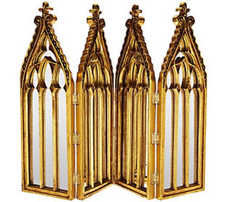 As Is Antiqued Cathedral 4-Panel Mirror by Valerie