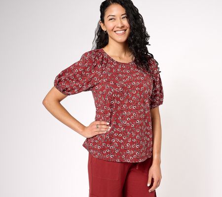 As Is AnyBody Cozy Knit Jersey Puff SleeveTop