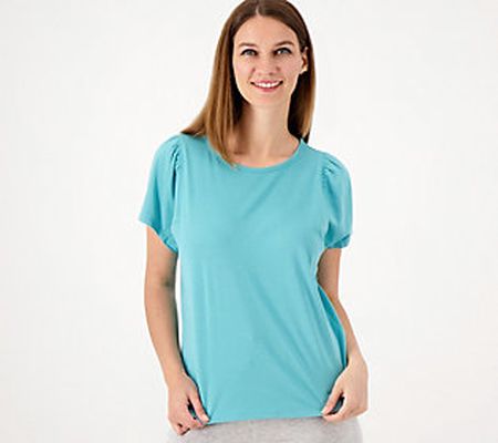 As Is AnyBody Cozy Knit Luxe Jersey PuffSleeve Top
