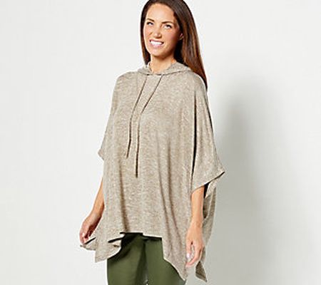 As Is Anybody Hacci Hooded Poncho with Rib Detail